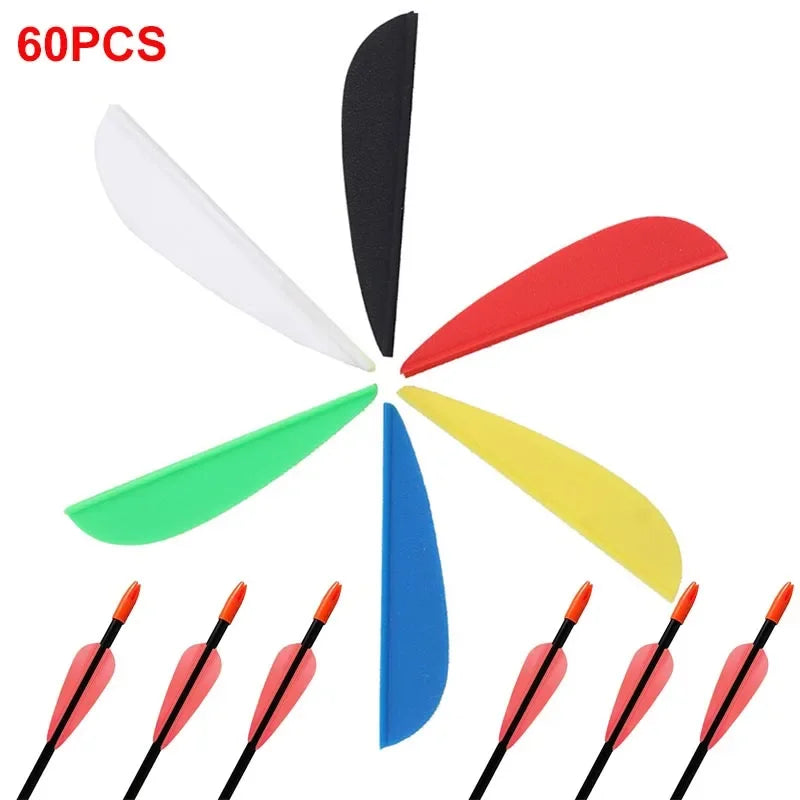 Pacote de 60 Vanes de Borracha em Forma de Gota Para Flechas de Arco