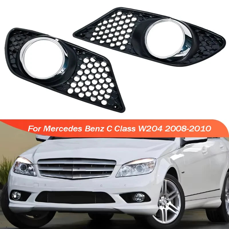 Fog Light Cover Honeycomb ABS For Mercedes-Benz W204 C Class
