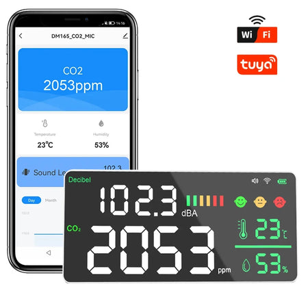 Dienmern CO2 Decibel Meter - Smart WiFi Connectivity