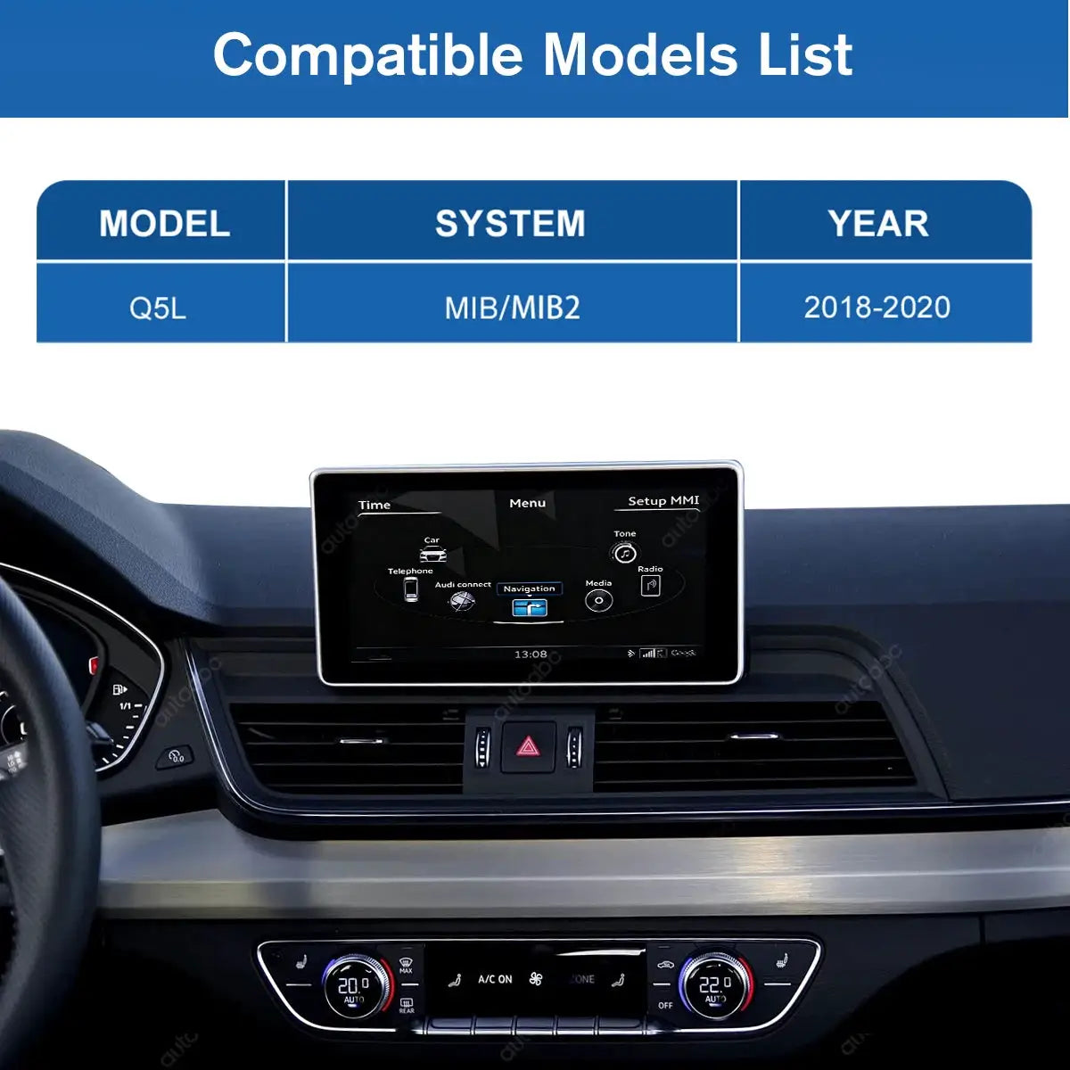 12.3'' TouchScreen Wireless CarPlay Car Multimedia Display For Audi Q5 2018-2019 MIB System with Android Auto Airplay Function by InterCyprus Trading Ltd