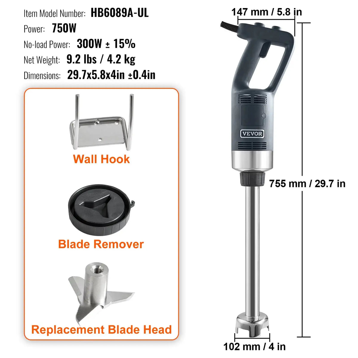 16 Inch Commercial Immersion Blender Heavy Duty 750w16in / france