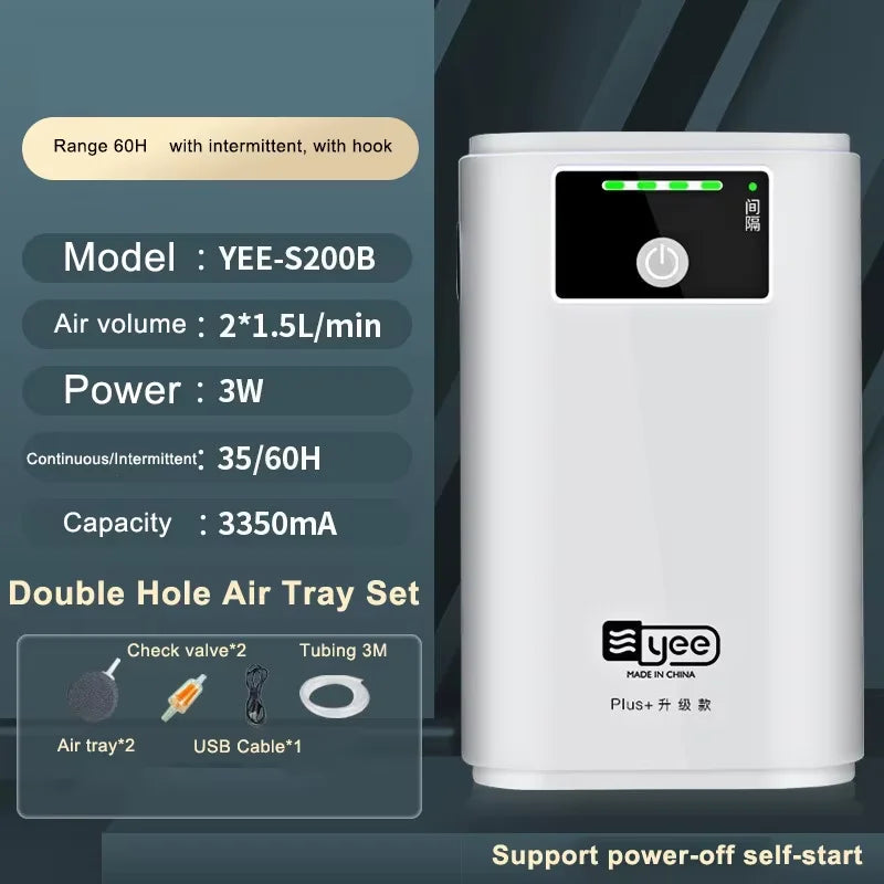 Choice Aquarium Oxygen Pump &ndash; Portable Quiet USB Battery YEE-S200B Plate