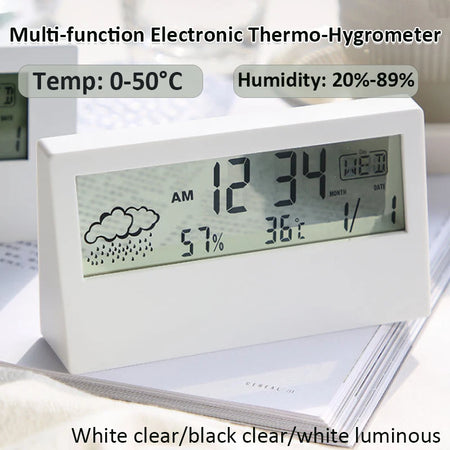 Multifunctional LCD Alarm Clock with Weather Display and Thermo-Hygrometer