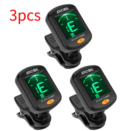 AROMA AT01A Rotatable Clip On Tuner &ndash; One Button Operation 3pcs