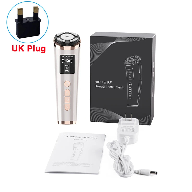 Hifu Face Lifting Facial Massage EMS Facial Microcurrent Skin Rejuvenation Anti-aging Facial Lifting Massager Mini Hifu Machine UK Plug