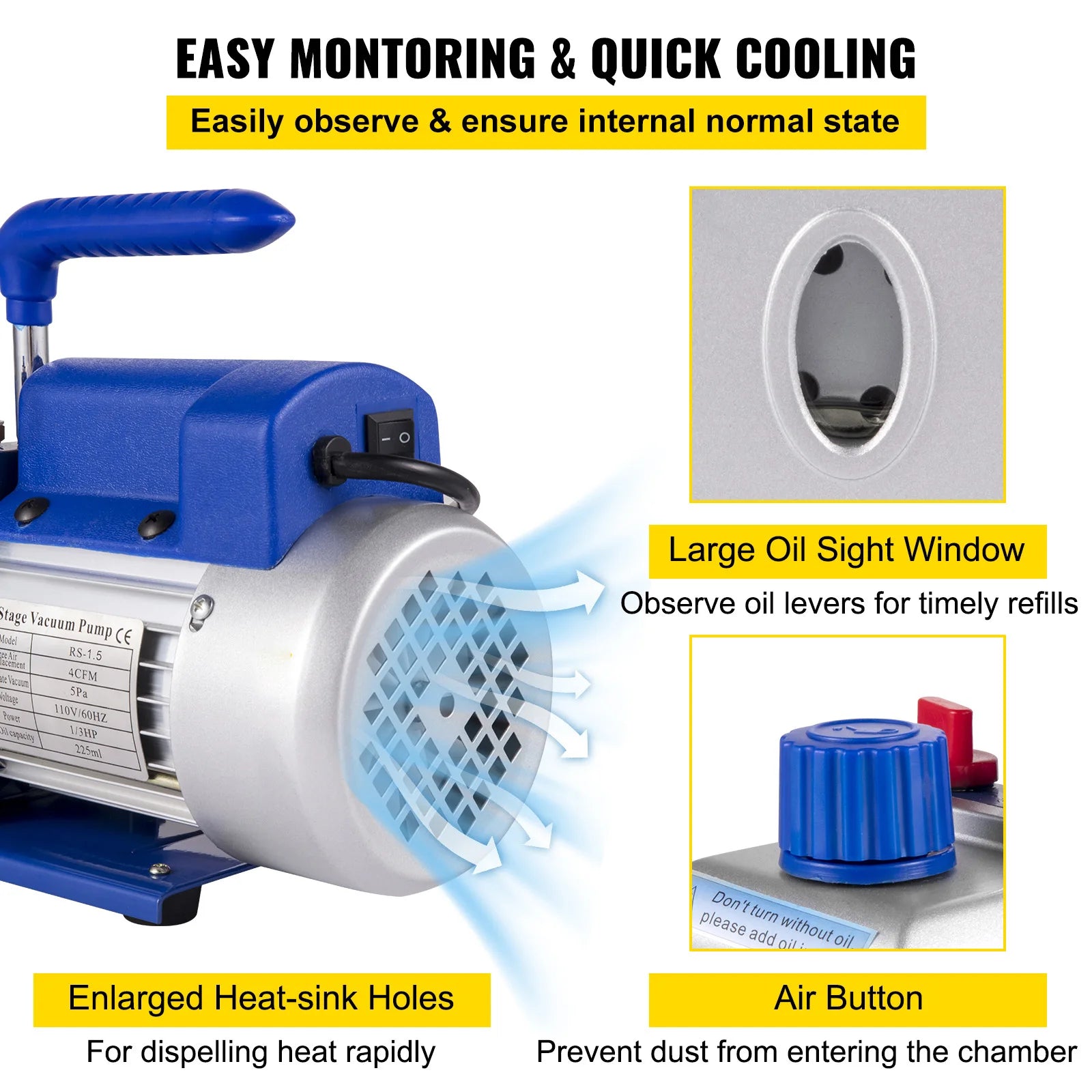 SucceBuy RS-1.5 Vacuum Pump - 4 CFM Single Stage Degassing