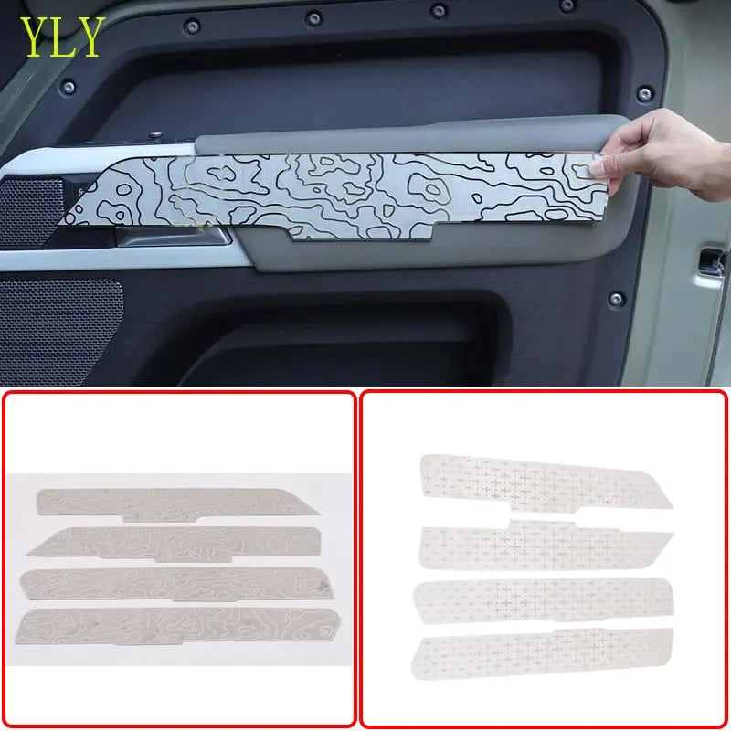 Rostfritt stål Defender 110 130 interiör dörrpanel klistermärke