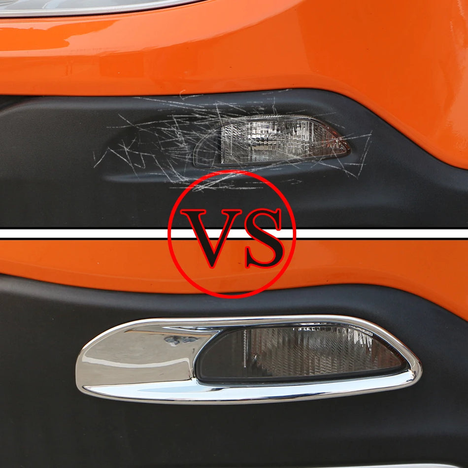 Fog Lamp Cover for Jeep Renegade ABS Chrome Finish with Daytime Running Lights Front Bumper Accent