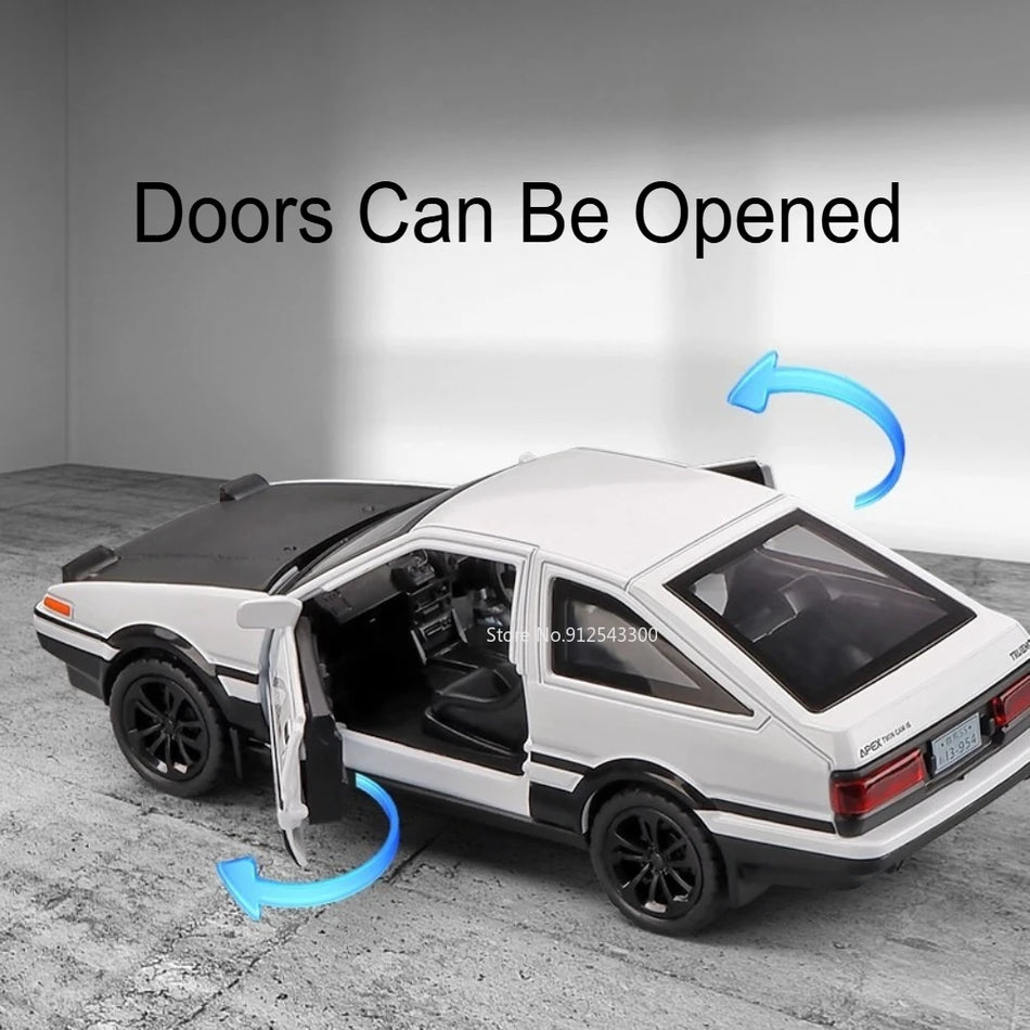 1:36 Model de Mașină Jucărie Diecast AE86 cu Ușile Deschise, Înapoi, Sunet și Lumină