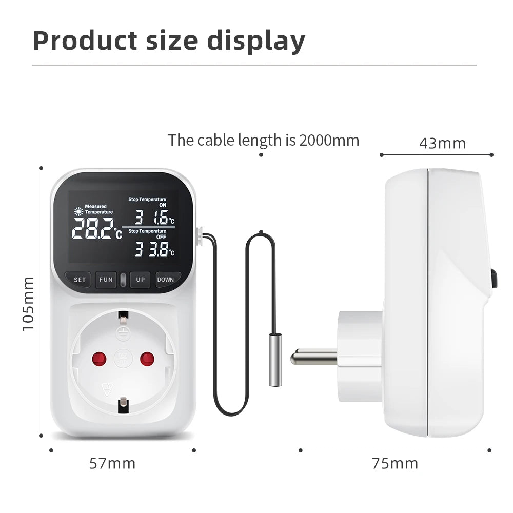 EU Plug Digital Temperature Controller Socket &ndash; Backlight