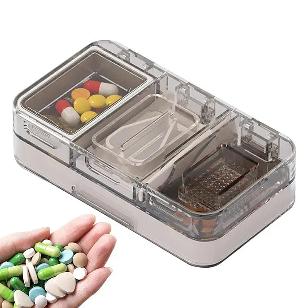 Pill Organizer with Cutter Crusher &ndash; Convenient Travel Solution for Medications