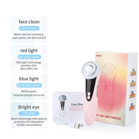 7 In 1 Face Massager Red Light Therapy &ndash; Skin Rejuvenation TYPE 2 PINK