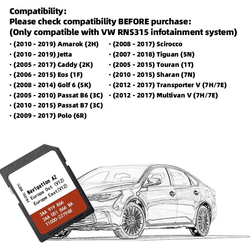 SD Card RNS 315 OST &ndash; Eastern Europe Map V12 Update