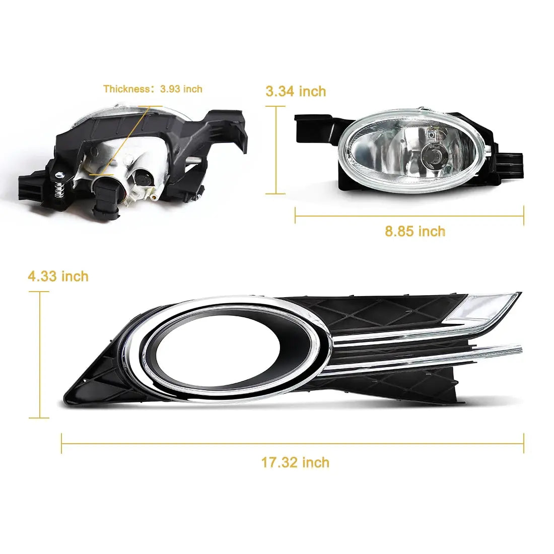 For Honda Odyssey 2014 2015 Fog Lamp Halogen Bumper Driving Daylight DRL Lights Chrome Trim Wires Switch HD697 by InterCyprus Trading Ltd
