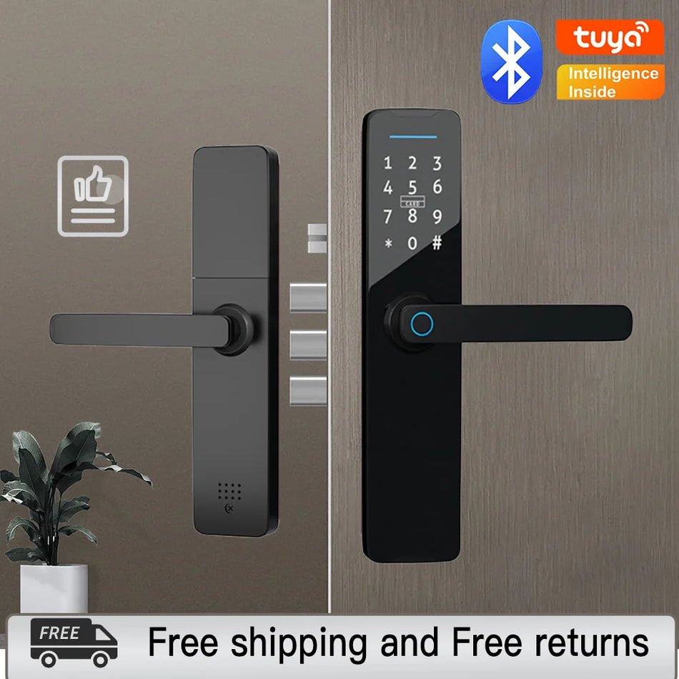 Tuya Digital Electronic Lock Smart Door Lock with Biometric Fingerprint Password Remote Control Unlocking and Keyless Entry