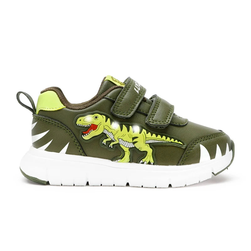 EXDINO LED T-REX Light Up Casual Sneakers for Kids army LED / EU 27 (US 10)