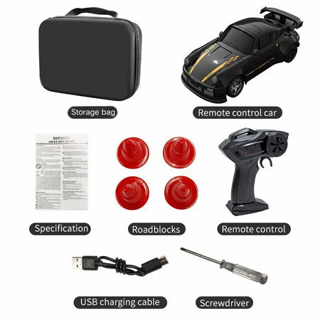 Teranty KF20 1:64 Scale Drift RC Car - Remote-Controlled Four-Wheel Racer KF20-A-Storage bag. 1