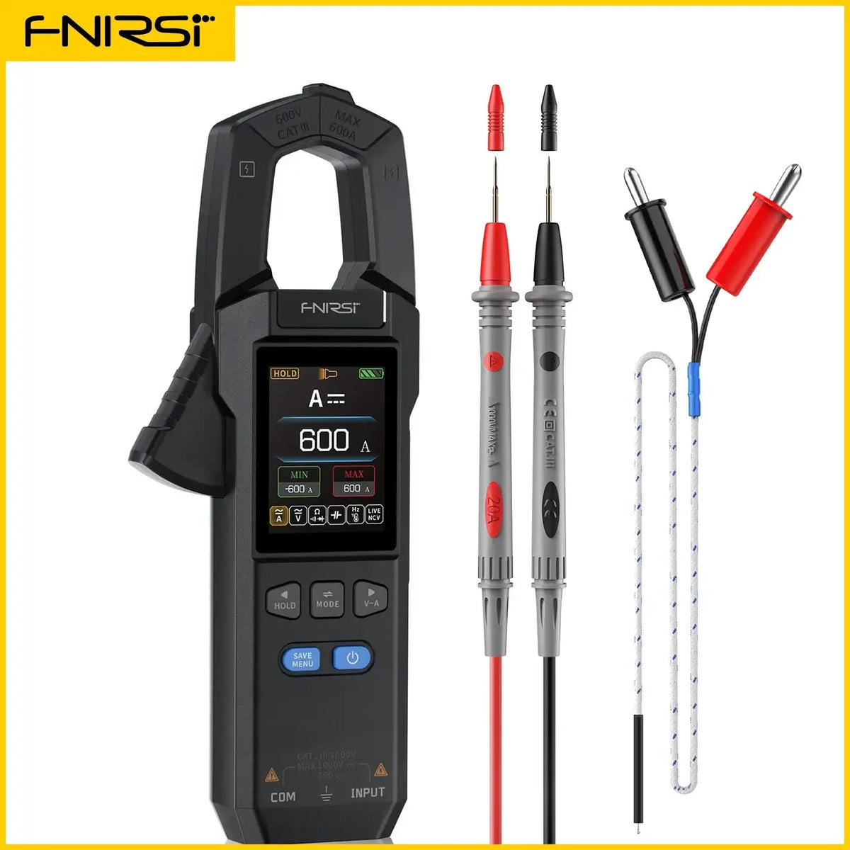 FNIRSI DMC100 Clamp Meter DC AC Digital Multimeter 600A