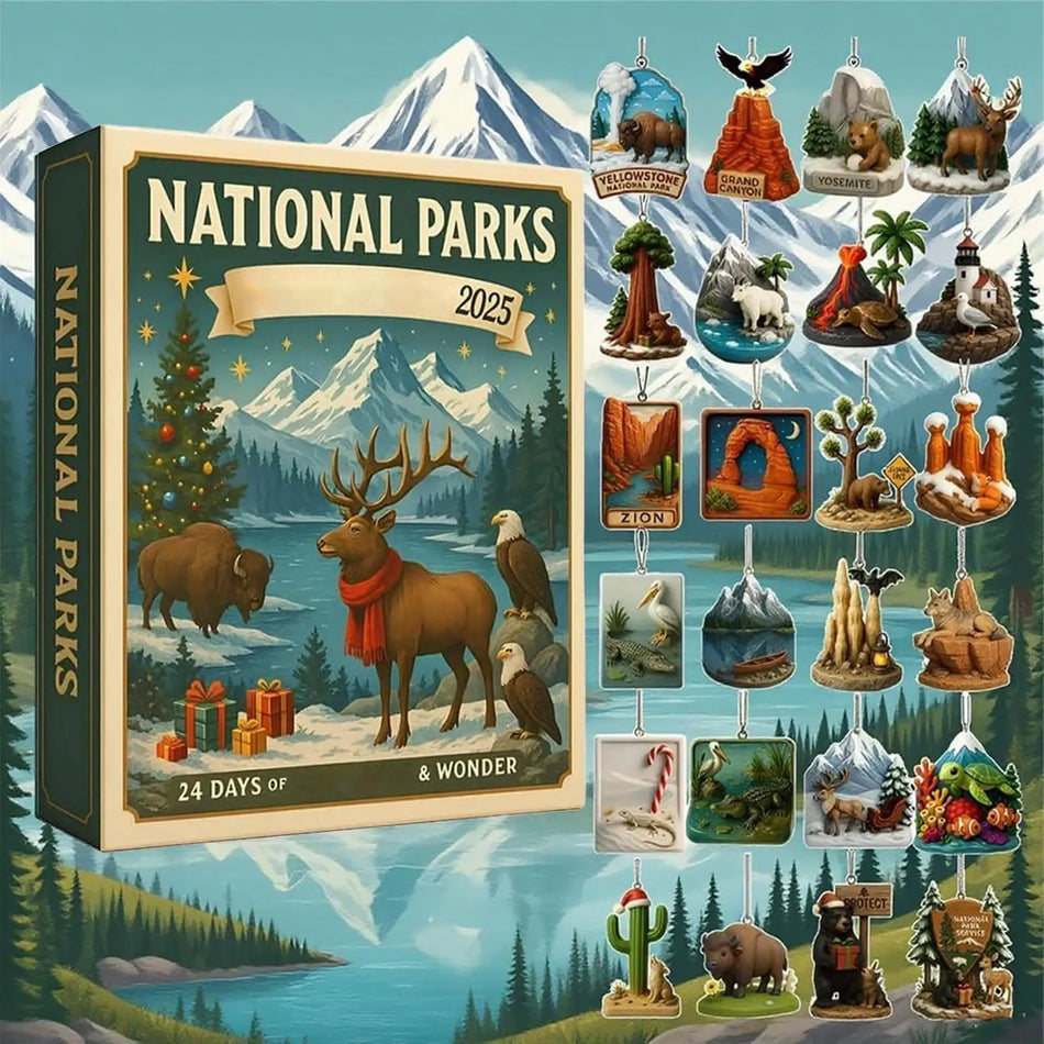 Εθνικά Πάρκα Ημερολόγιο Αντίστροφης Μέτρησης 24 Ημερών για τα Χριστούγεννα με 2D επίπεδα φιγούρα παιχνίδια, μη υφασμένο ύφασμα