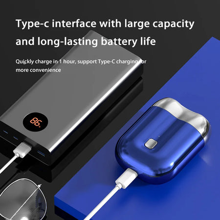 Portable Double-Headed Magnetic Electric Shaver with Type-C Charging