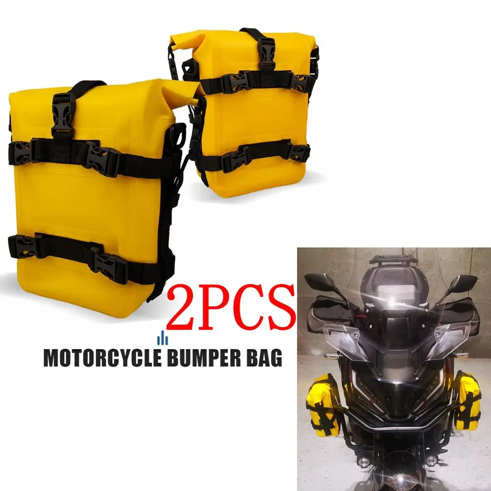 CSHWISDOW Motorcycle Frame Crash Bars Waterproof Bag &ndash; Durable Bumper Repair Tool Storage 2x no logo yellow
