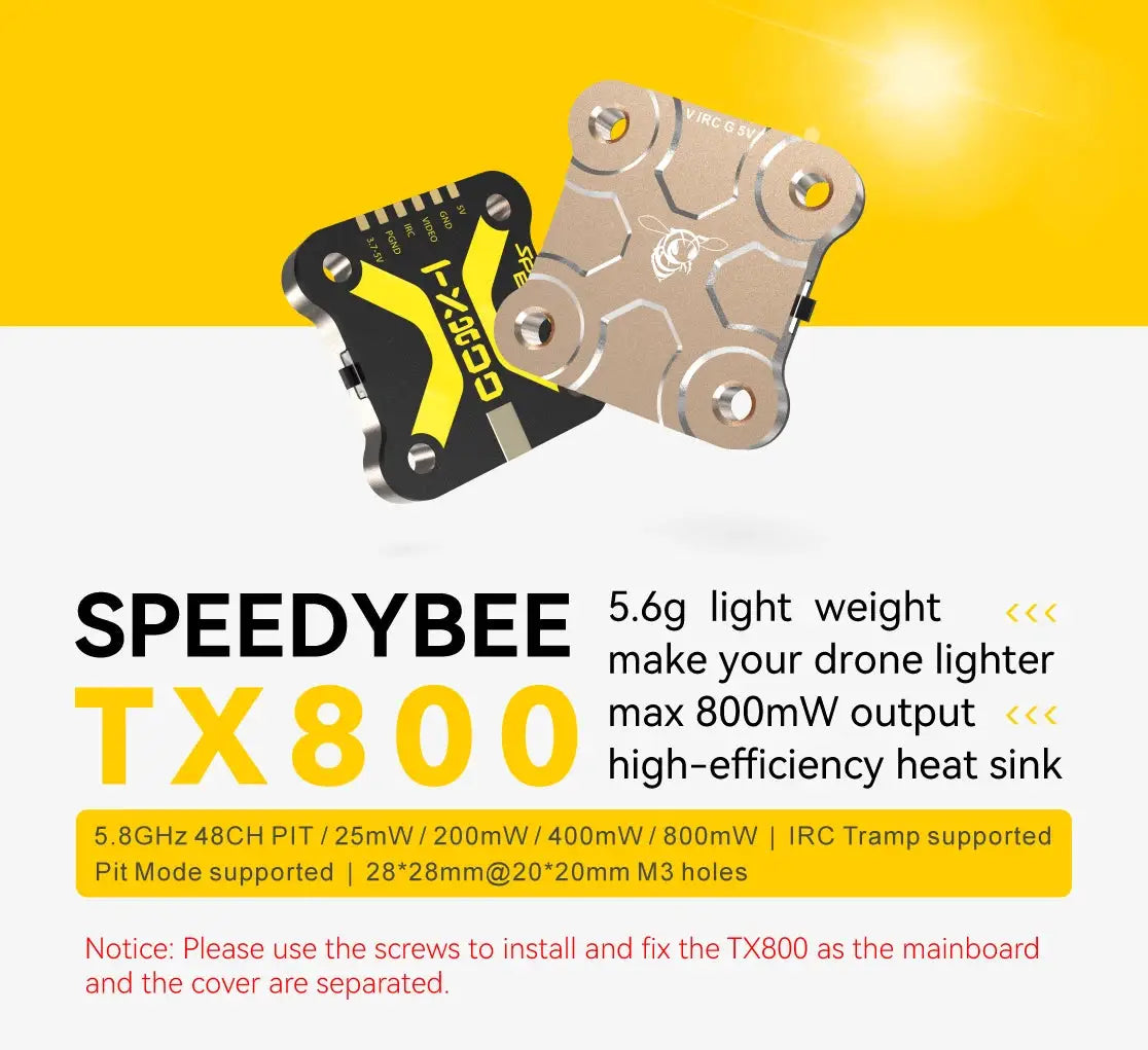 SpeedyBee TX800 VTX 5.8G 48CH PitMode 25mW/200mW/400mW/800mW Output Long Range Transmitter Tramp Support For RC FPV Racing Drone by InterCyprus Trading Ltd