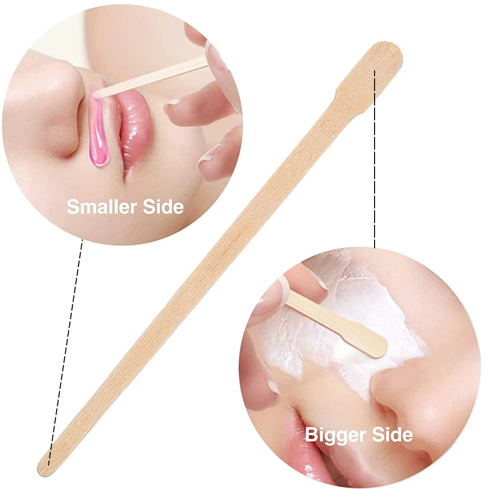 200/400pcs Waxing Sticks for Smooth Face &amp; Body Hair Removal - Disposable Wooden Applicators