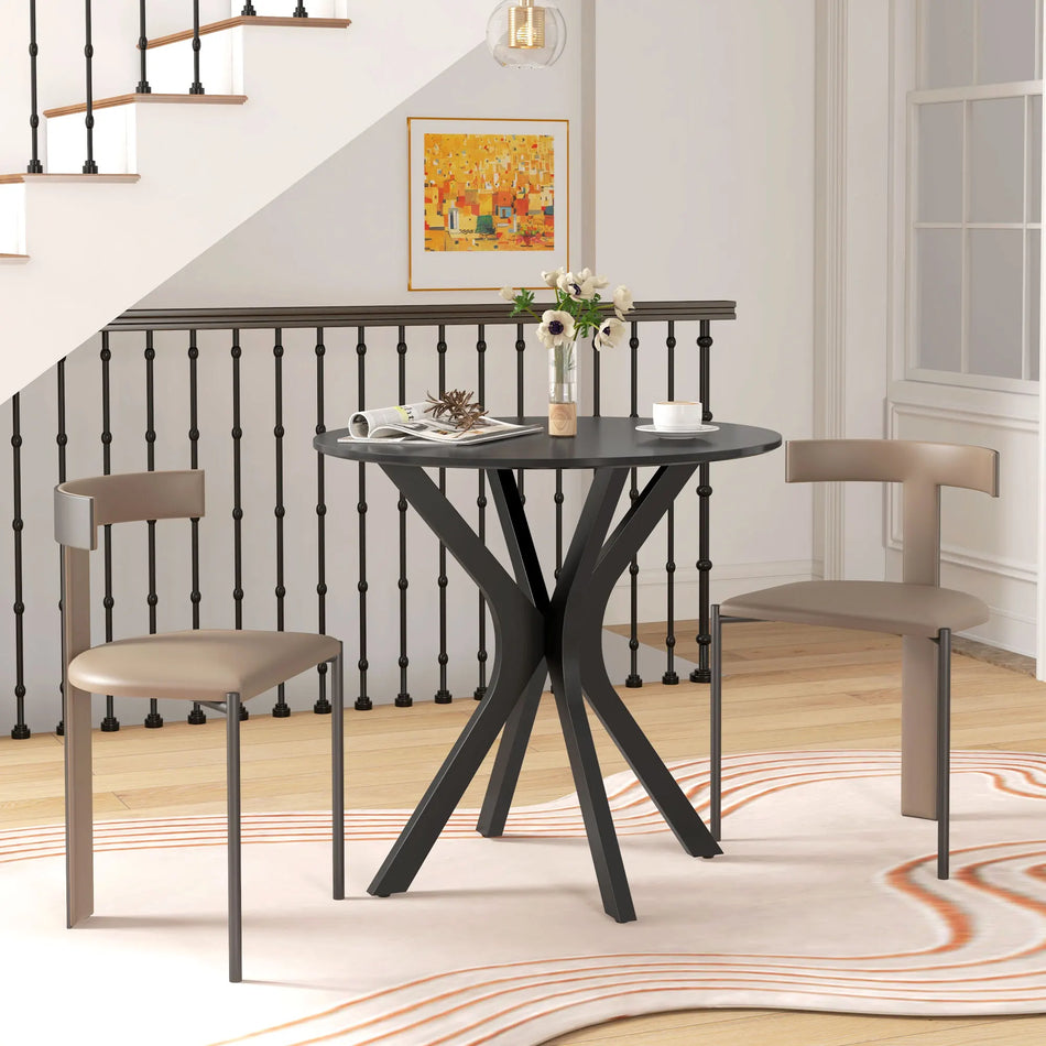 Στρογγυλό Μοντέρνο Τραπέζι Κουζίνας Με Σκελετό Ατσαλιού Αράχνης Για Δύο