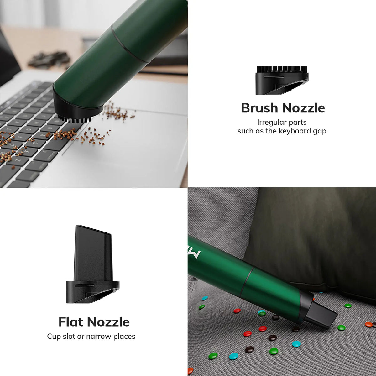 MIUI Handheld Cordless Vacuum Cleaner with 3 Suction Heads for Desktop, Keyboard &amp; Car