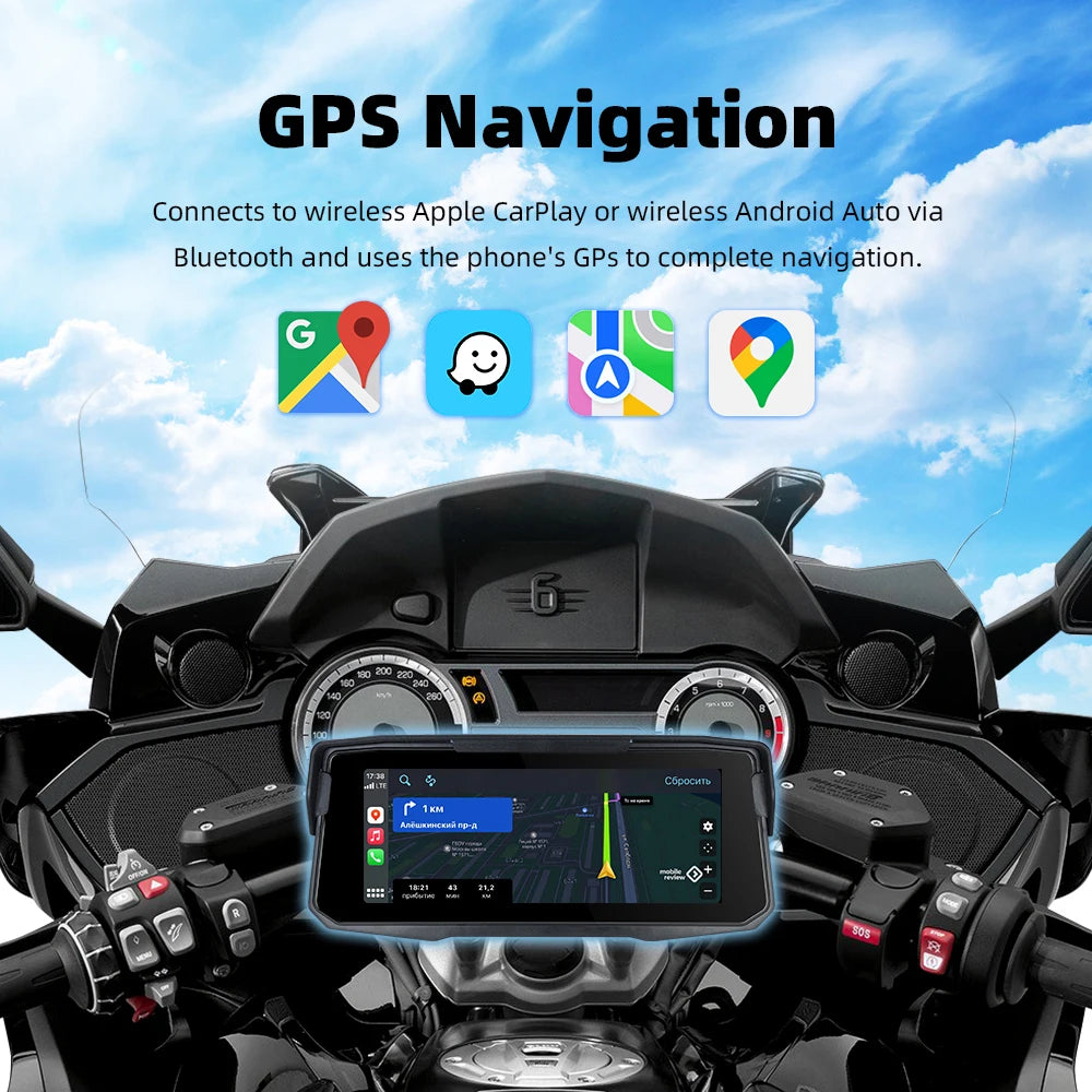 EKIY 6.86 Inch Motorcycle GPS &ndash; Wireless CarPlay and Android Auto Compatibility