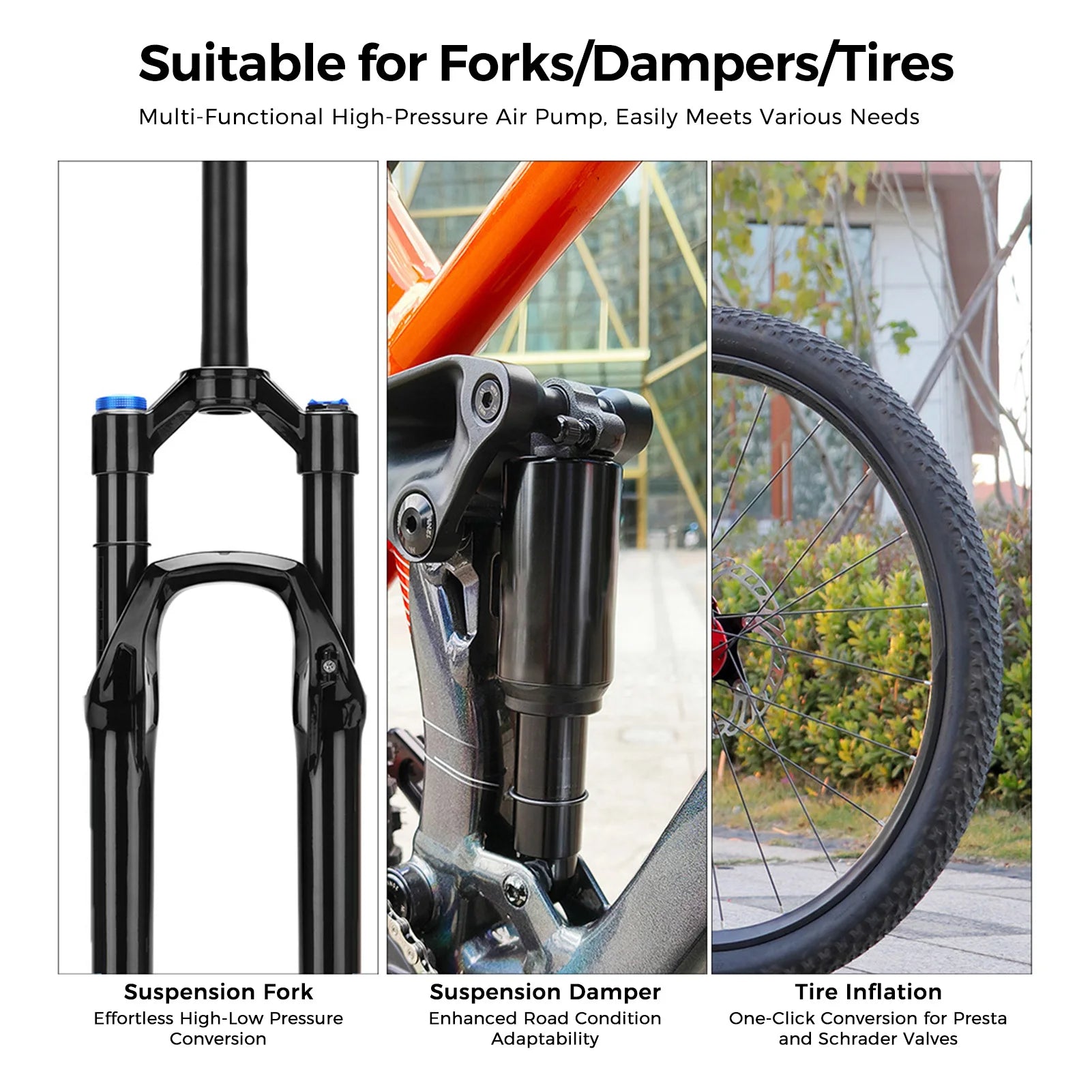 Lixada 300 PSI Mountain Bike Shock Pump - Anti Slip Handle