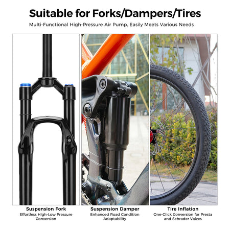 Lixada 300 PSI Mountain Bike Shock Pump - Anti Slip Handle