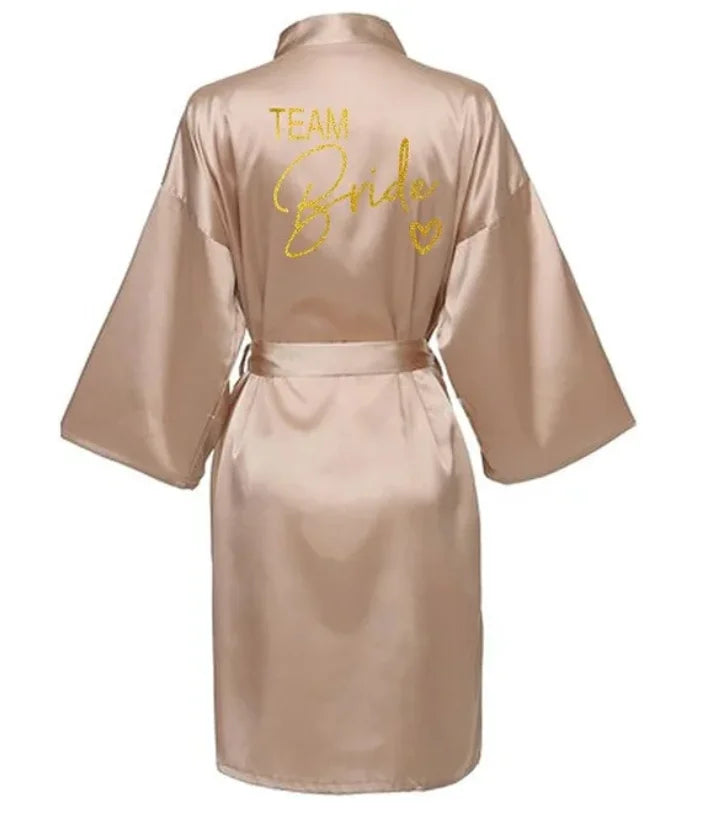 Team Bride Satin Robe - Elegant Silk &amp; Polyester Robe for Women