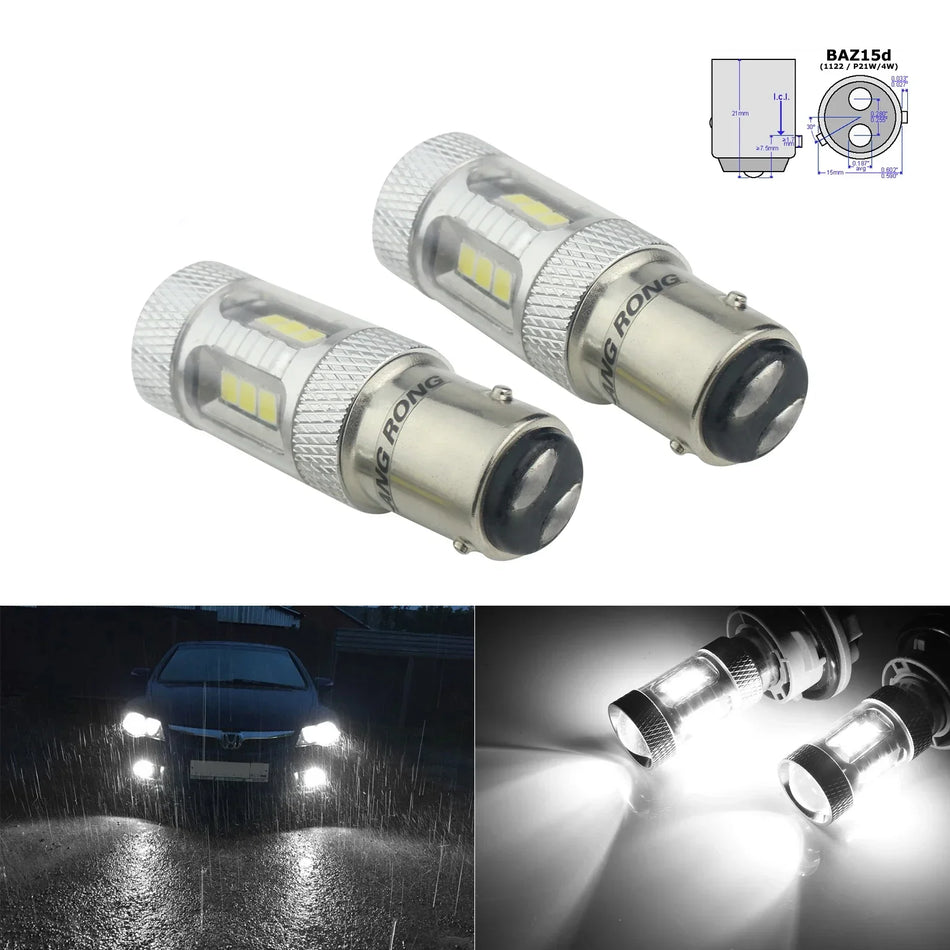 Ampoules de feu arrière LED Angrong BAZ15d P21/4W, 15 SMD signal de frein