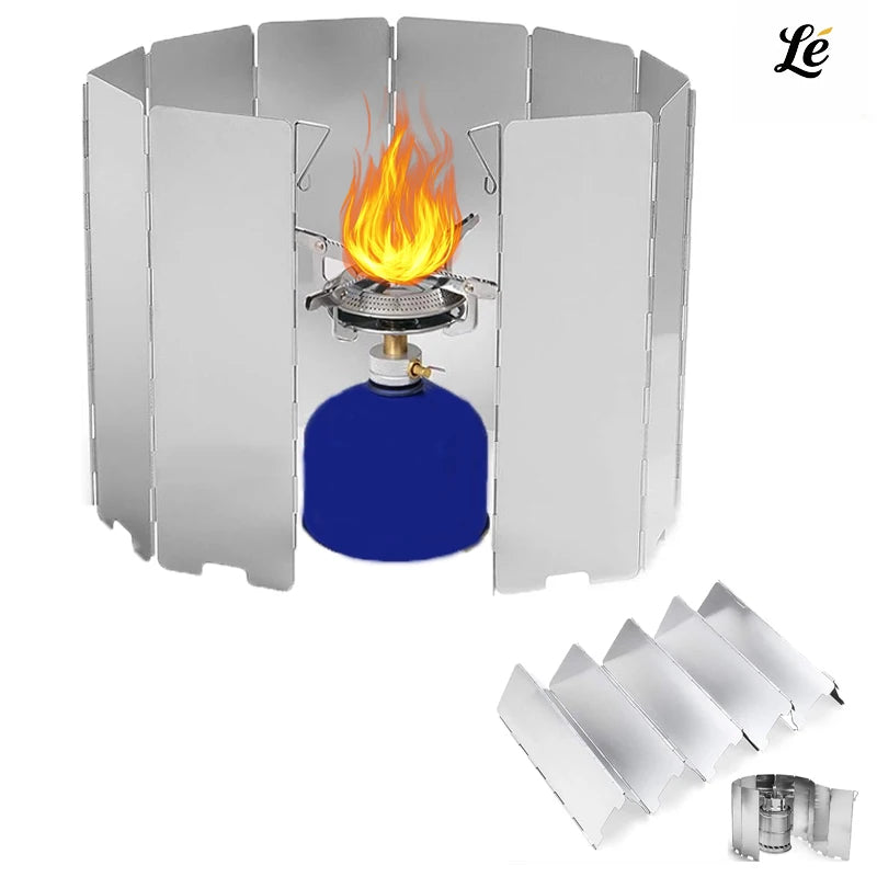 9/10/12pcs Windproof Camping Windshield Set  Foldable Stove Screen Outdoor Cooking Essential Heavy Duty Wind Barrier Gas Stoves