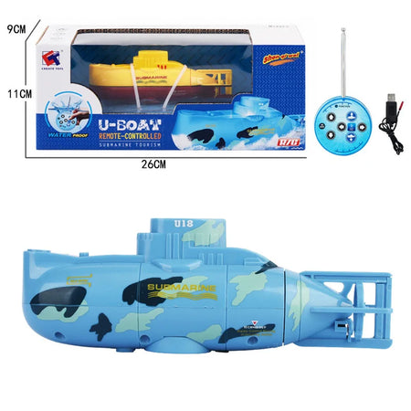 6-Function RC Mini Submarine for Kids - Electric Remote Control Boat blue