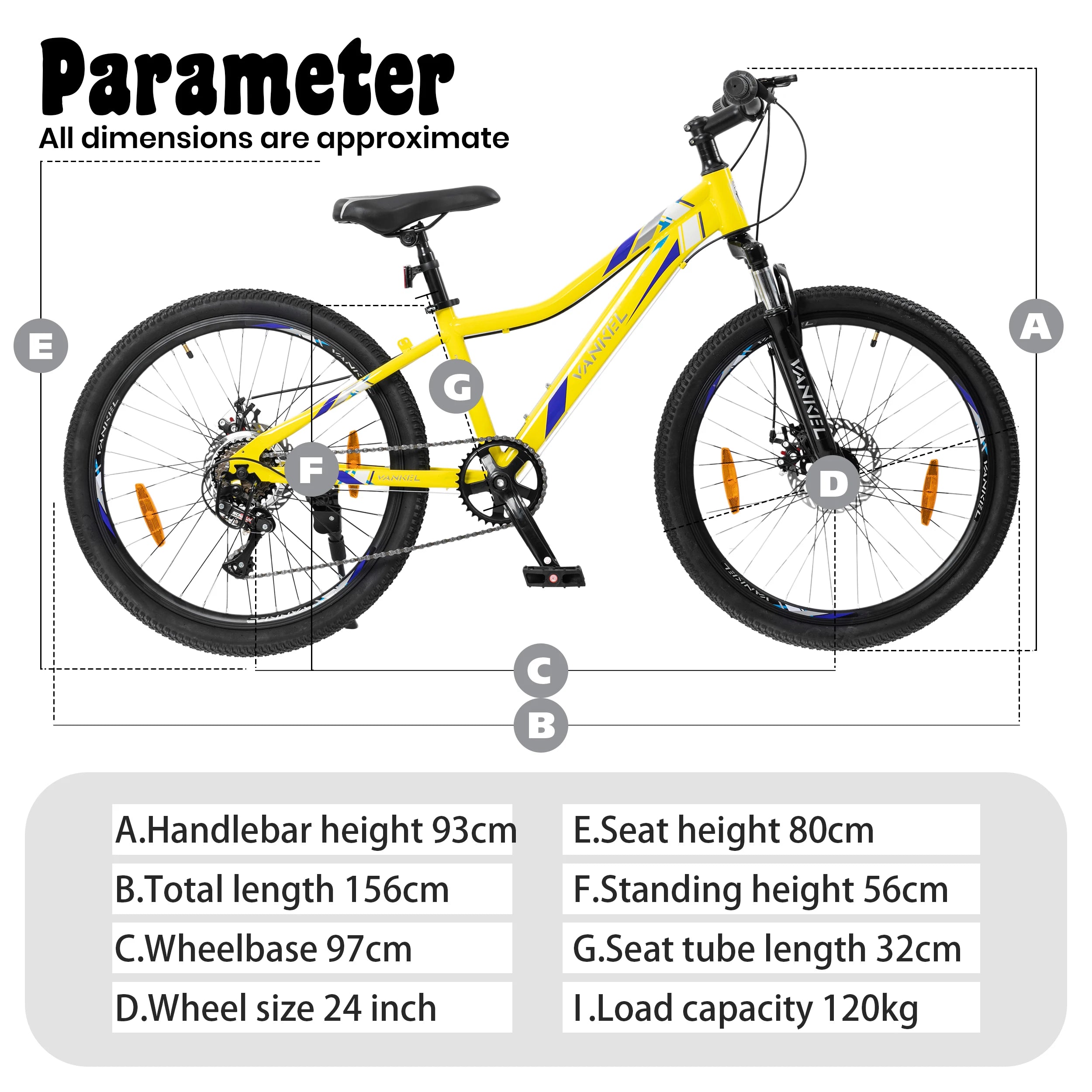 Vankel 24-Inch Kids Mountain Bike 6-Speed - Disc Brakes