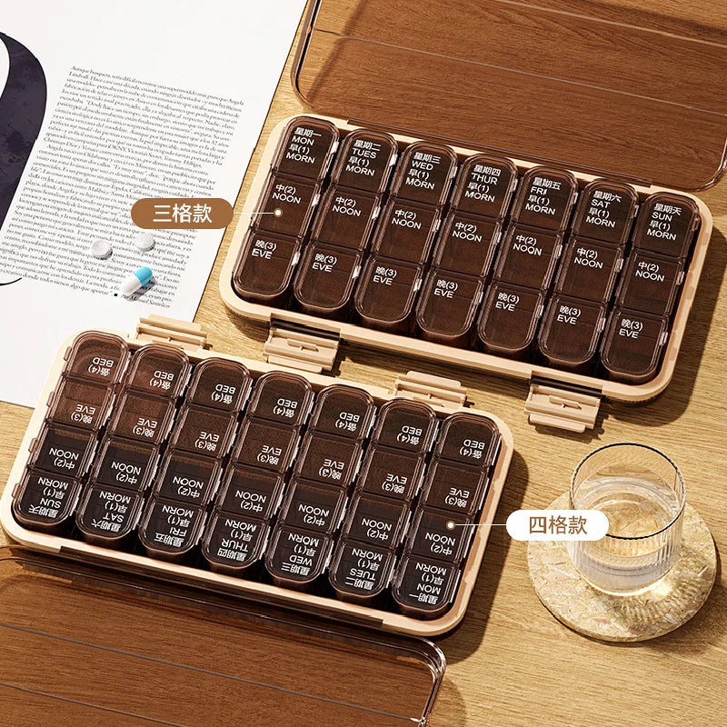 Portable 21 To 28 Grids Weekly Pill Box &ndash; Seven Day Case