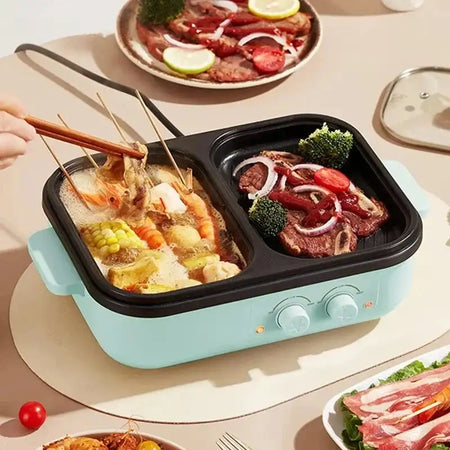 2 In 1 Electric Hot Pot And Grill Nonstick Cooker 110V 220V