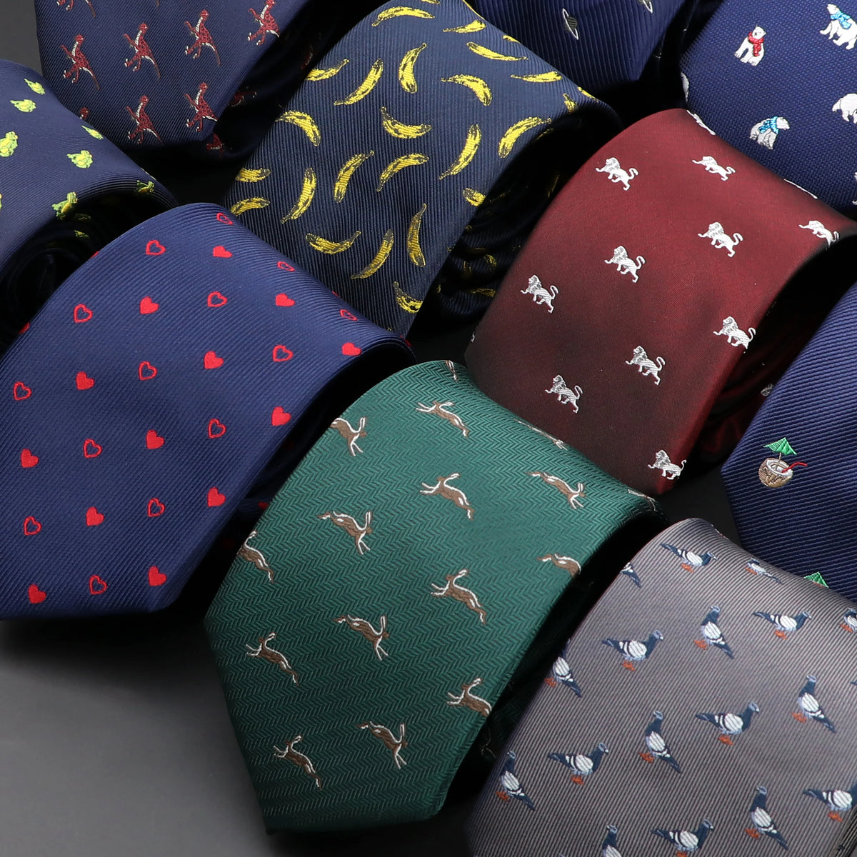 Cute Cartoon Floral Pattern Slim Tie for Men