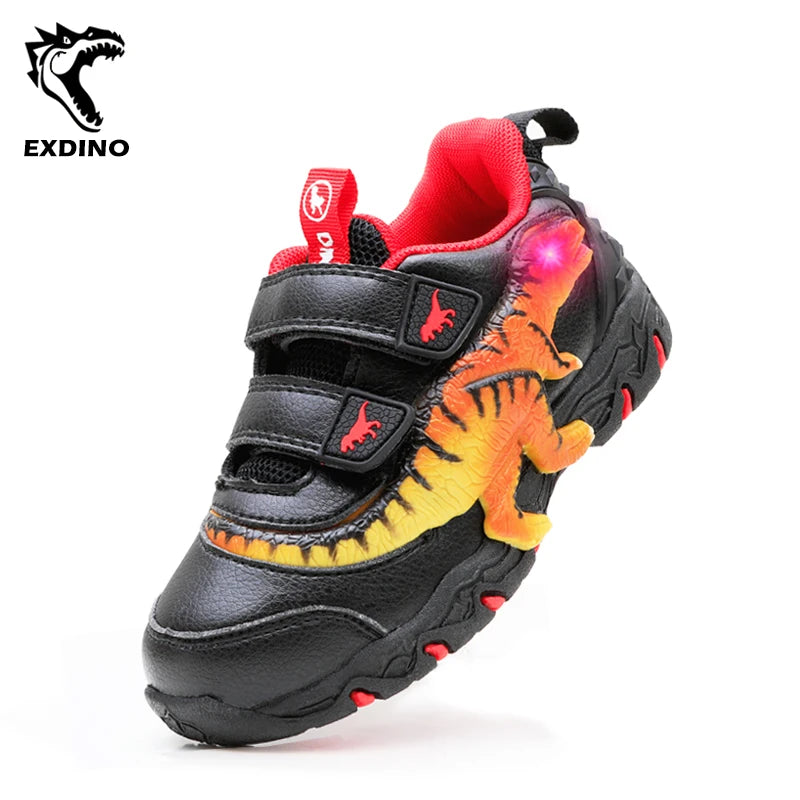 EXDINO T-Rex LED Glowing Sneakers for Boys - Light Up Casual Shoes