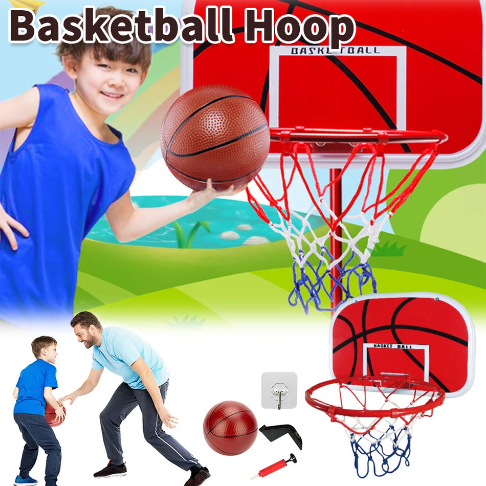 Mini basketbalová obruč s míčem a pumpou přenosná nastavitelná
