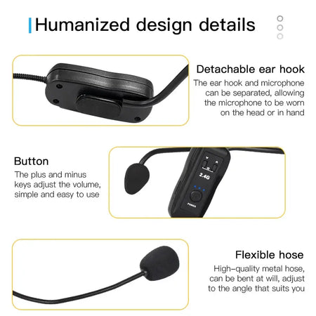 2.4G Head-mounted Wireless Lavalier Microphone Set Transmitter with Receiver for Amplifier Voice Speaker Teaching Tour Guide by InterCyprus Trading Ltd