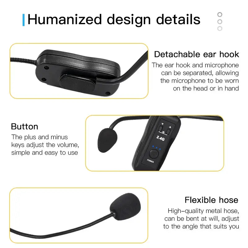KEBIDUMEI 2.4G Head-mounted Microphone Wireless Hanging Neck Microphone Set for Amplifier Voice Speaker Teaching Tour Guide by InterCyprus Trading Ltd