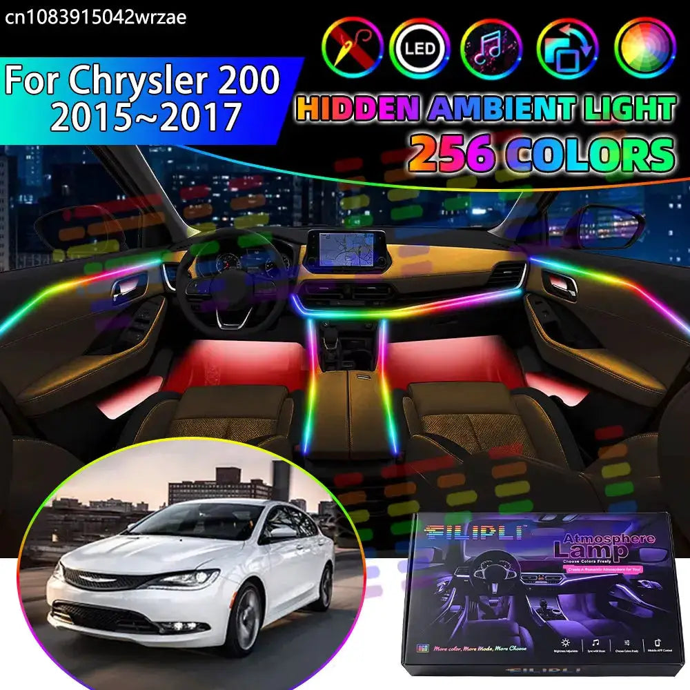 For Chrysler 200 2015 2016 2017 MK2 2th 2rd RGB Car Interior Ambient Lights Strips Breathing Lighting Kit App Control LED strips by InterCyprus Trading Ltd