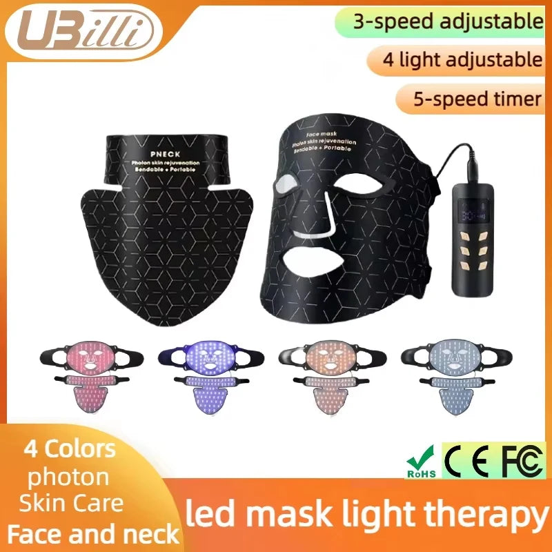LED Mask With 240 LEDs, Silicone, Infrared Red Light Therapy For Face And Neck