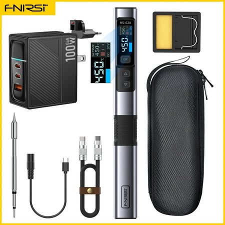 FNIRSI HS-02 Adjustable Temperature Soldering Iron &ndash; Precise 100 to 450&deg;C Control HS-02A-100W