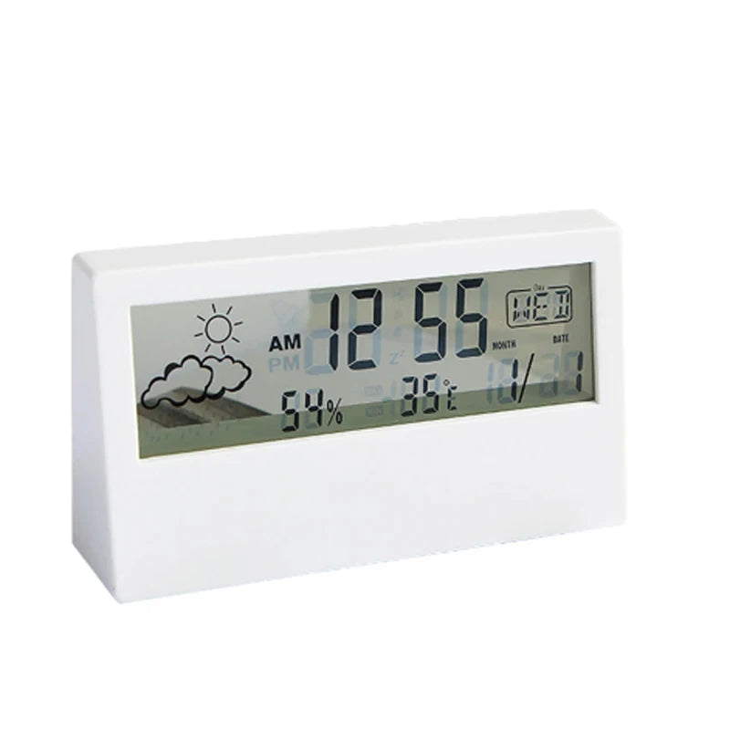 LED Thermometer Hygrometer Weather Station &ndash; Alarm Clock White