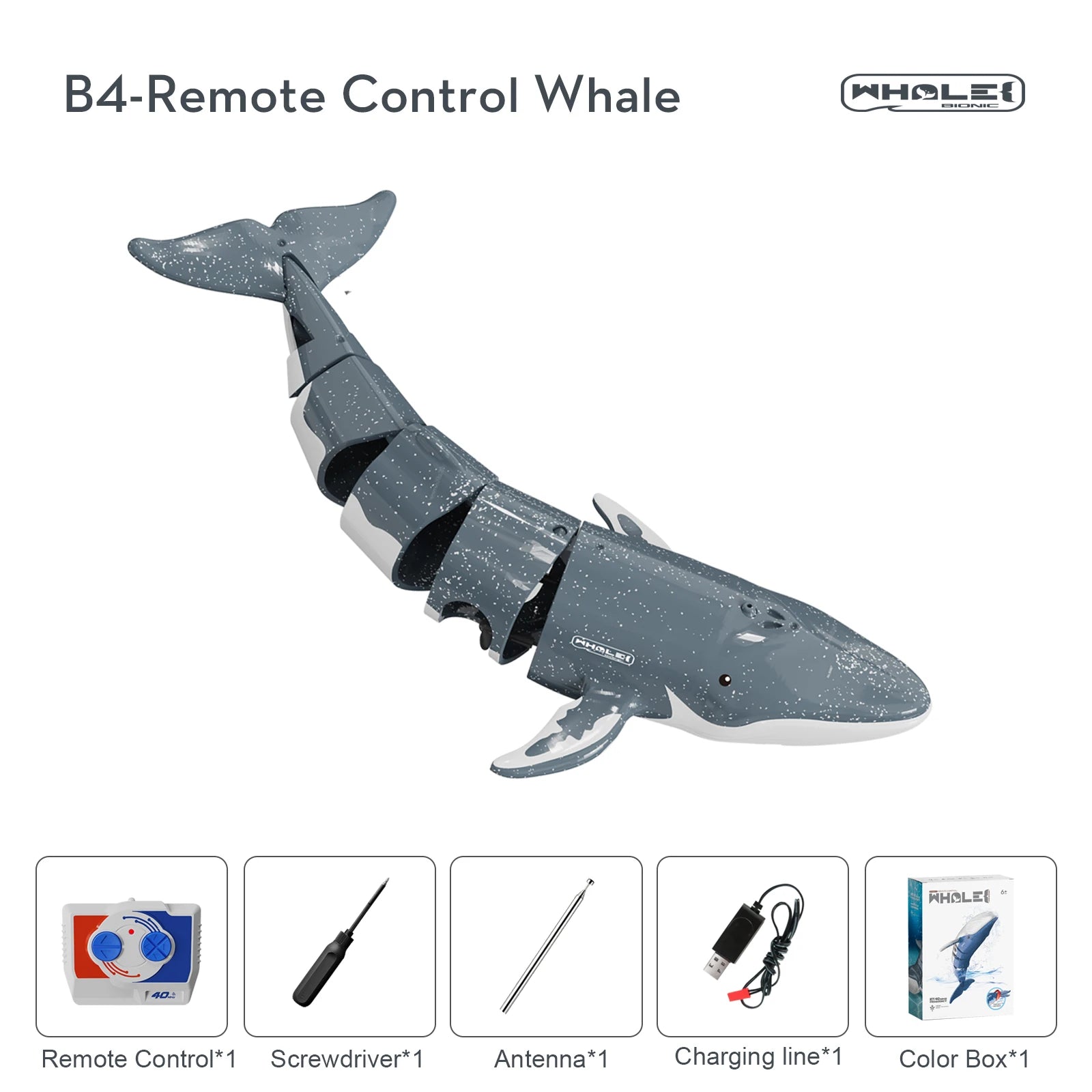 Remote Control Underwater Whale Submarine for Pools and Lakes Gray