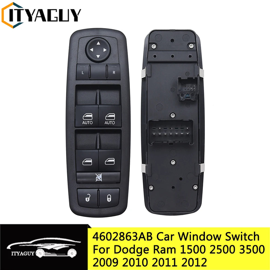 Window Control Switch For Dodge Ram 1500 2500 3500 2009-2012 LH Driver Side Front, 9+3 Pin ABS Plastic